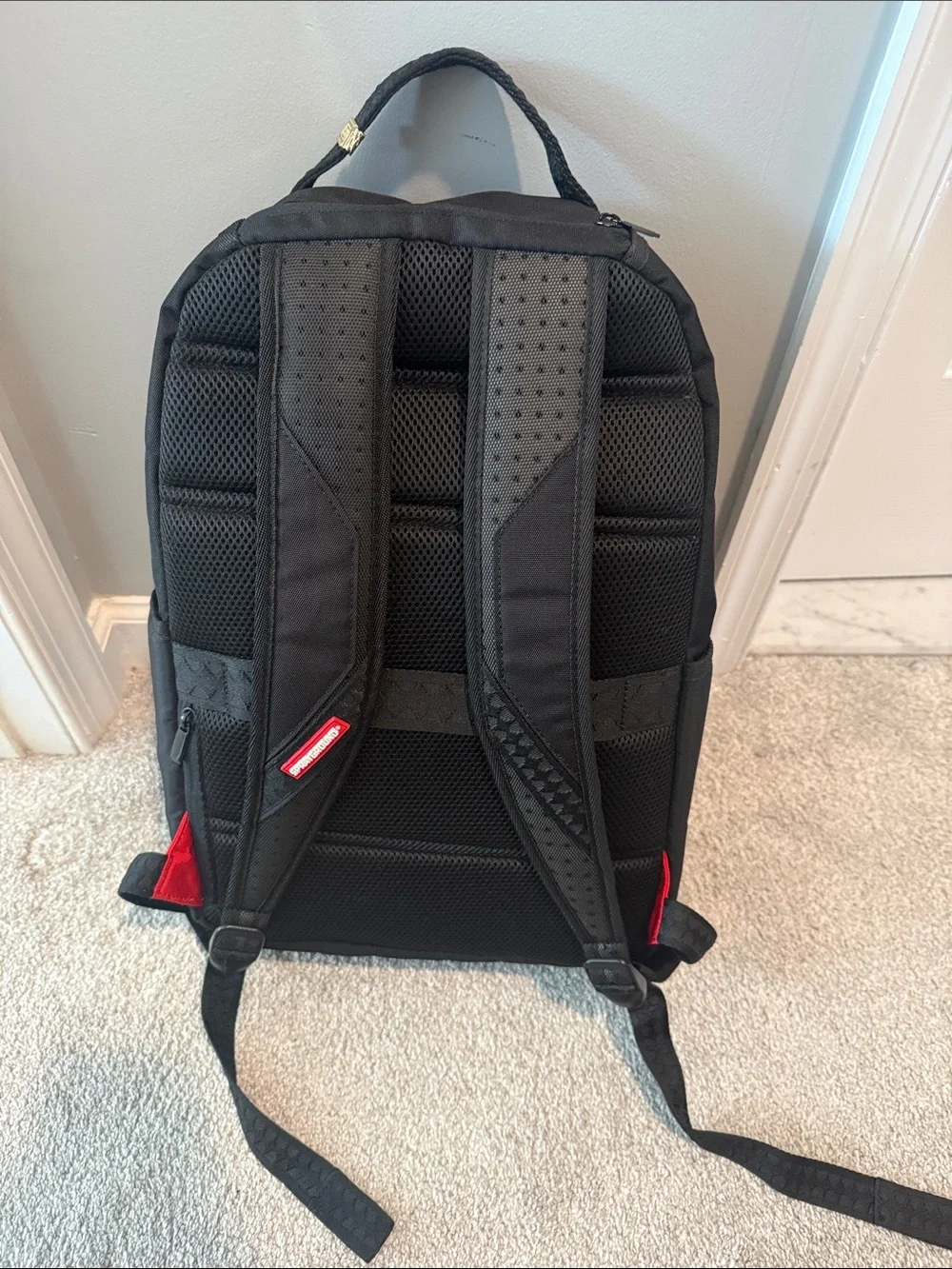 Sprayground Black Backpack with Patch Logo
